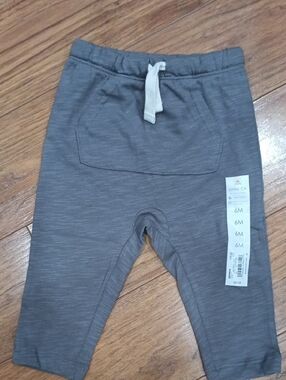 Little Co. Gray Baby Jogger Pants with Drawstring - 6M